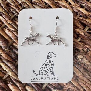 New Silver-Tone Dalmatian Dog Earrings (1.25" long x 0.8" wide) (Version 1)